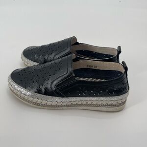 Bernie Mev TW99 Slip On Leather Perforated Black Shoes size 39 Size Us 9